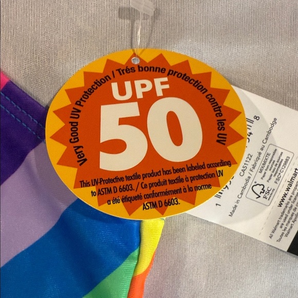 George Bikini Bathing Suit Rainbow Striped Kids UPF 50 Size XL (14-16) - Picture 3 of 6